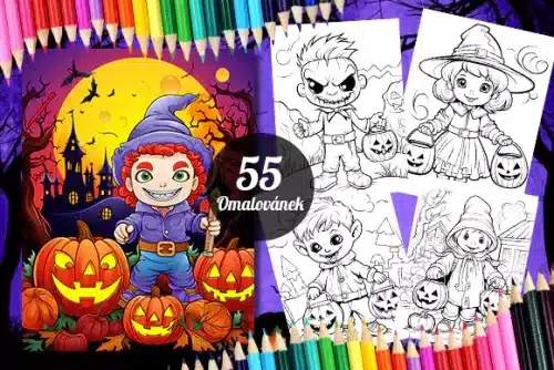 55 omalovánek k vytisknutí dětmi o Halloweenu